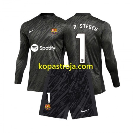 Billiga Fotbollströjor FC Barcelona Ter Stegen 1 Målvakt Barn Tredje tröja 2024/25 Långärmad